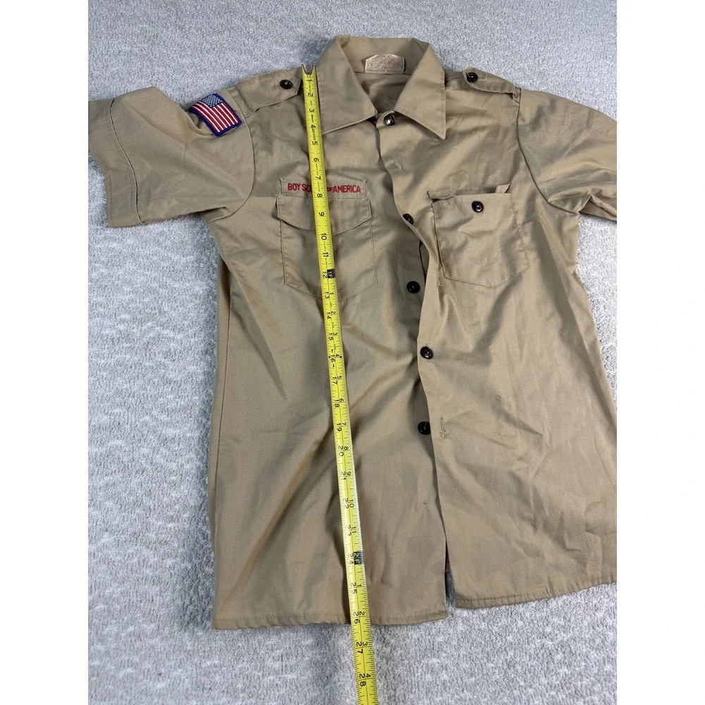 Vintage Boy Scouts‎ Of America Shirt Boys 16 Khaki Uniform Short Sleeve 80s